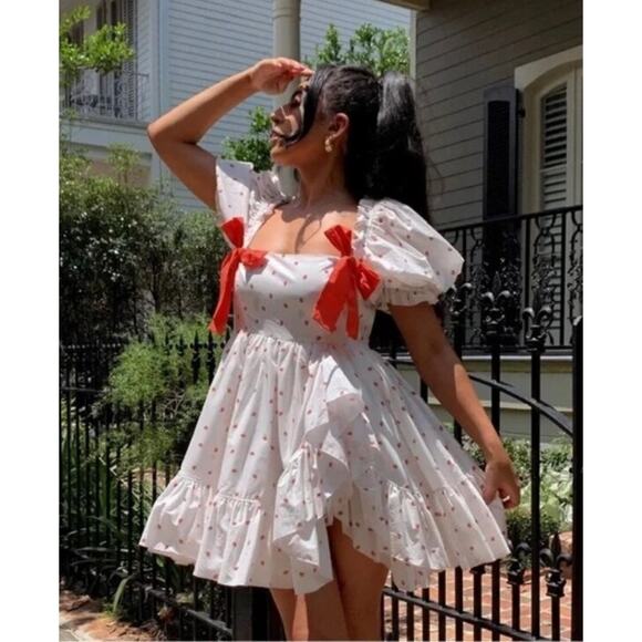 Selkie Dresses & Skirts - SELKIE Sz M Medium The Buttercream Dress Strawberries La Fraise Bows NWT